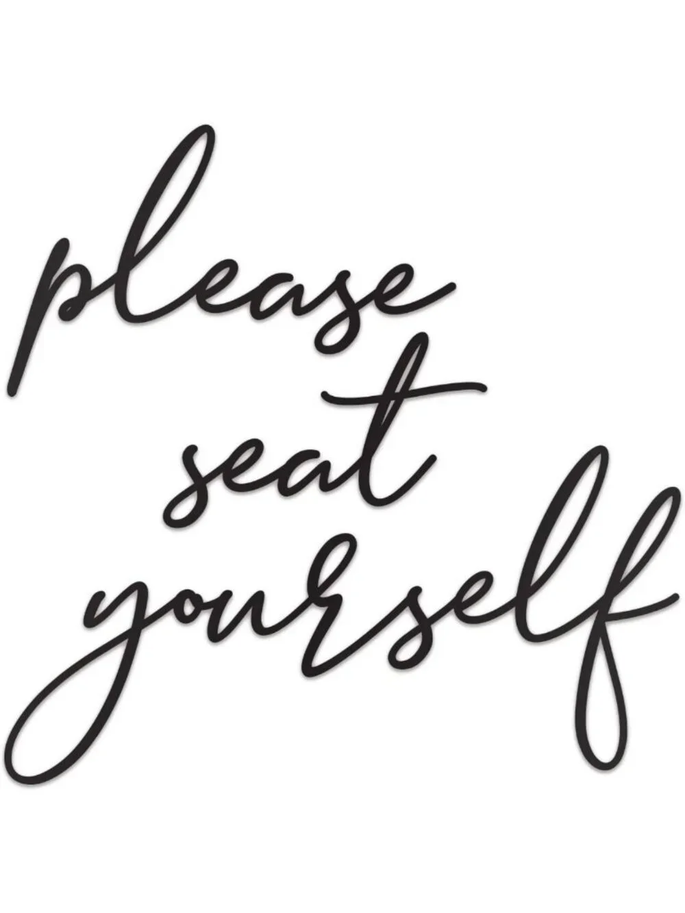 Modern Metal Bathroom Wall Decor - Please Seat Yourself Sign, 16x16 Black Art